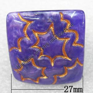 Resin Ring, Square, 27mm, Sold by Dozen