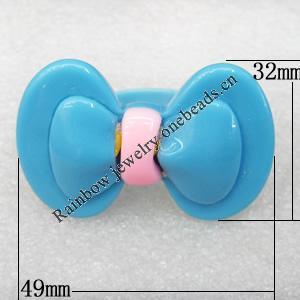 Resin Ring, Bowknot, 49x32mm, Sold by Dozen