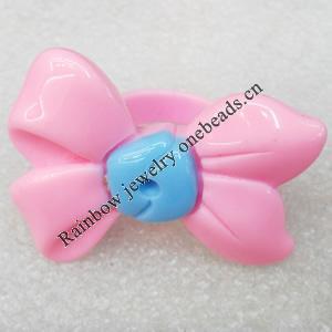 Resin Ring, Bowknot, 46x37mm, Sold by Dozen