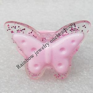 Resin Ring, Butterfly, 38x30mm, Sold by Dozen