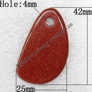 Gold Sand Stone Pendant, 25x42mm, Hole:Approx 4mm, Sold by PC