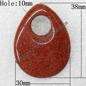 Gold Sand Stone Pendant, Teardrop, 30x38mm, Hole:Approx 10mm, Sold by PC