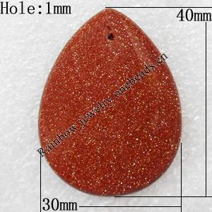 Gold Sand Stone Pendant, Teardrop, 30x40mm, Hole:Approx 1mm, Sold by PC