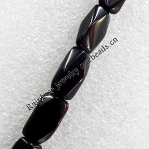 Black Agate Beads, Faceted Rectangle, 9x15mm, Hole:Approx 1mm, Sold per 15.7-inch Strand