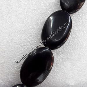 Black Agate Beads, Flat Oval, 20x30mm, Hole:Approx 1mm, Sold per 15.7-inch Strand