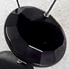 Black Agate Beads, Faceted Flat Round, 25x6mm, Hole:Approx 1mm, Sold per 15.7-inch Strand