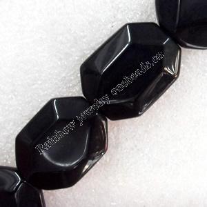 Black Agate Beads, Faceted Polygon, 15x50mm, Hole:Approx 1mm, Sold per 15.7-inch Strand