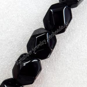 Black Agate Beads, Faceted Polygon, 17x18mm, Hole:Approx 1mm, Sold per 15.7-inch Strand