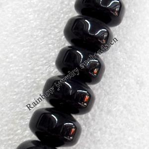 Black Agate Beads, Rondelle, 14x10mm, Sold per 15.7-inch Strand