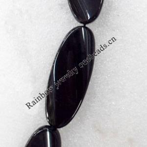 Black Agate Beads, Flat Oval, 25x50mm, Hole:Approx 1mm, Sold per 15.7-inch Strand