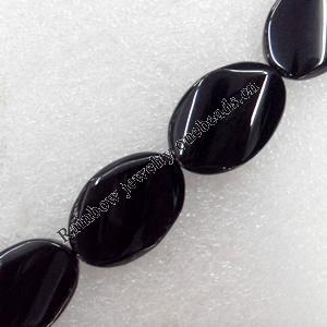 Black Agate Beads, Twist Flat Oval, 22x32mm, Hole:Approx 1mm, Sold per 15.7-inch Strand