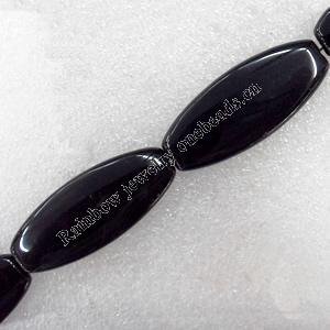 Black Agate Beads, Flat Oval, 20x45mm, Hole:Approx 1mm, Sold per 15.7-inch Strand