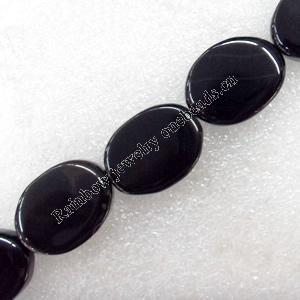 Black Agate Beads, Flat Oval, 18x25mm, Hole:Approx 1mm, Sold per 15.7-inch Strand