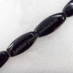 Black Agate Beads, Flat Oval, 15x30mm, Hole:Approx 1mm, Sold per 15.7-inch Strand
