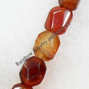 Red Agate Beads, Faceted Polygon, 15x20mm, Hole:Approx 1mm, Sold per 15.7-inch Strand