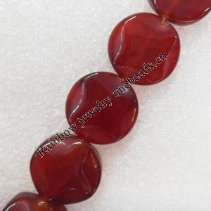 Red Agate Beads, Twist Flat Round, 25mm, Hole:Approx 1mm, Sold per 15.7-inch Strand