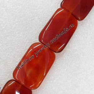 Red Agate Beads, Rectangle, 20x30mm, Hole:Approx 1mm, Sold per 15.7-inch Strand