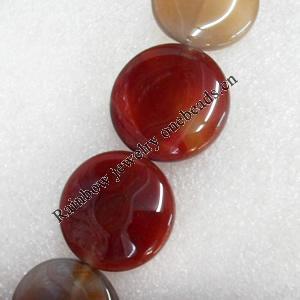 Red Agate Beads, Flat Round, 25mm, Hole:Approx 1mm, Sold per 15.7-inch Strand