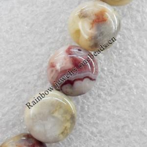 Crazy Agate Beads, Flat Round, 12mm, Hole:Approx 1mm, Sold per 15.7-inch Strand