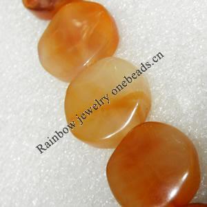 Red Agate Beads, Twist Flat Round, 22mm, Hole:Approx 1.5mm, Sold per 15.7-inch Strand