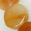 Red Agate Beads, Twist Flat Round, 22mm, Hole:Approx 1.5mm, Sold per 15.7-inch Strand