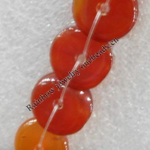 Red Agate Beads, Flat Round, 18mm, Hole:Approx 2mm, Sold per 15.7-inch Strand