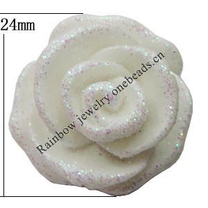 Resin Cabochons, No Hole Headwear & Costume Accessory, Flower, About 24mm in diameter, Sold by Bag