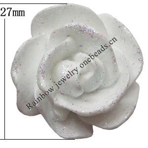 Resin Cabochons, No Hole Headwear & Costume Accessory, Flower, About 27mm in diameter, Sold by Bag