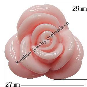 Resin Cabochons, No Hole Headwear & Costume Accessory, Flower, About 27x29mm in diameter, Sold by Bag