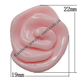 Resin Cabochons, No Hole Headwear & Costume Accessory, Flower, About 22x19mm in diameter, Sold by Bag