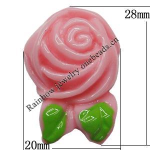 Resin Cabochons, No Hole Headwear & Costume Accessory, Flower, About 28x20mm in diameter, Sold by Bag