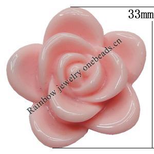 Resin Cabochons, No Hole Headwear & Costume Accessory, Flower, About 33mm in diameter, Sold by Bag