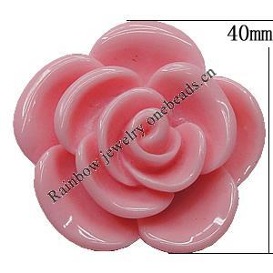 Resin Cabochons, No Hole Headwear & Costume Accessory, Flower, About 40mm in diameter, Sold by Bag