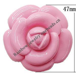 Resin Cabochons, No Hole Headwear & Costume Accessory, Flower, About 47mm in diameter, Sold by Bag