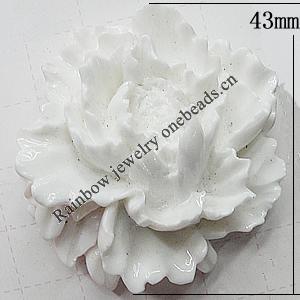 Resin Cabochons, No Hole Headwear & Costume Accessory, Flower, About 43mm in diameter, Sold by Bag