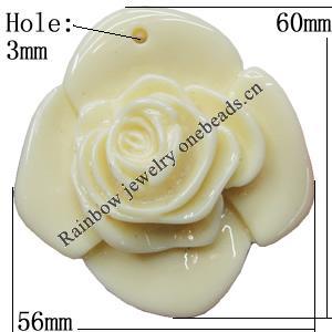 Resin Cabochons, With Hole Headwear & Costume Accessory, Flower, About 60x56mm in diameter, Sold by Bag