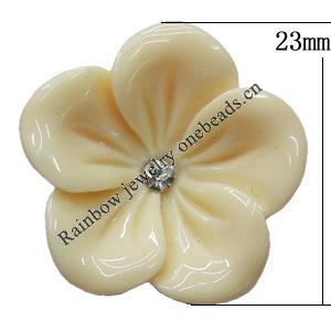 Resin Cabochons, No Hole Headwear & Costume Accessory, Flower, About 23mm in diameter, Sold by Bag