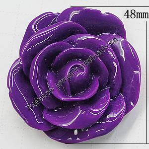 Resin Cabochons, No Hole Headwear & Costume Accessory, Flower, About 48mm in diameter, Sold by Bag