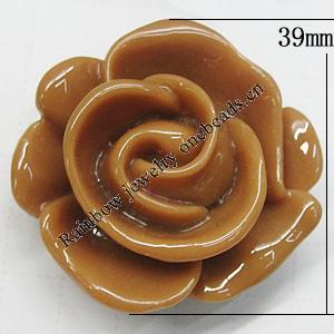 Resin Cabochons, No Hole Headwear & Costume Accessory, Flower, About 39mm in diameter, Sold by Bag