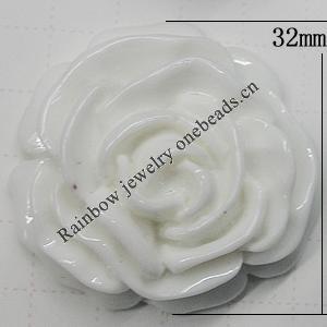 Resin Cabochons, No Hole Headwear & Costume Accessory, Flower, About 32mm in diameter, Sold by Bag