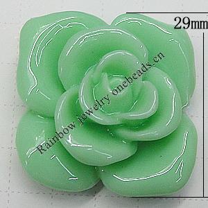 Resin Cabochons, No Hole Headwear & Costume Accessory, Flower, About 29mm in diameter, Sold by Bag