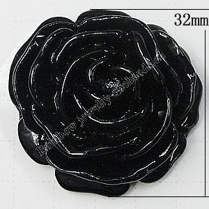 Resin Cabochons, No Hole Headwear & Costume Accessory, Flower, About 32mm in diameter, Sold by Bag