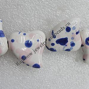 Ceramics Beads, Heart 26x26mm Hole:2mm, Sold by Bag