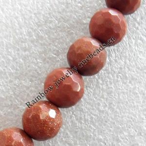 Gold Sand Stone Beads, Round, 6mm, Hole:Approx 1mm, Sold per 15.7-inch Strand