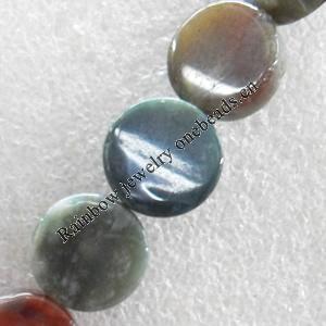 India Agate Beads, Flat Round, 10x5mm, Hole:Approx 1.5mm, Sold per 15.7-inch Strand