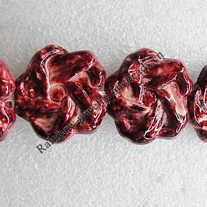 Ceramics Beads, Flower 30mm Hole:2mm, Sold by Bag