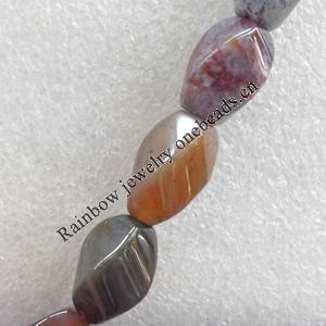 India Agate Beads, Twist Oval, 10x20mm, Hole:Approx 1.5mm, Sold per 15.7-inch Strand
