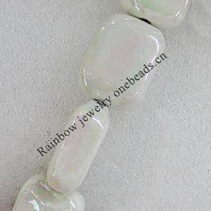 Ceramics Beads Plated AB, Rectangle 34x26mm Hole:3.5mm, Sold by Bag