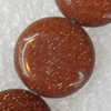 Gold Sand Stone Beads, Flat Round, 12x5mm, Hole:Approx 1.5mm, Sold per 15.7-inch Strand