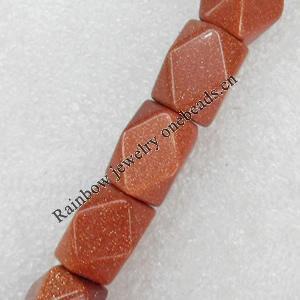 Gold Sand Stone Beads, Polyhedron, 12x16mm, Hole:Approx 1.5mm, Sold per 15.7-inch Strand